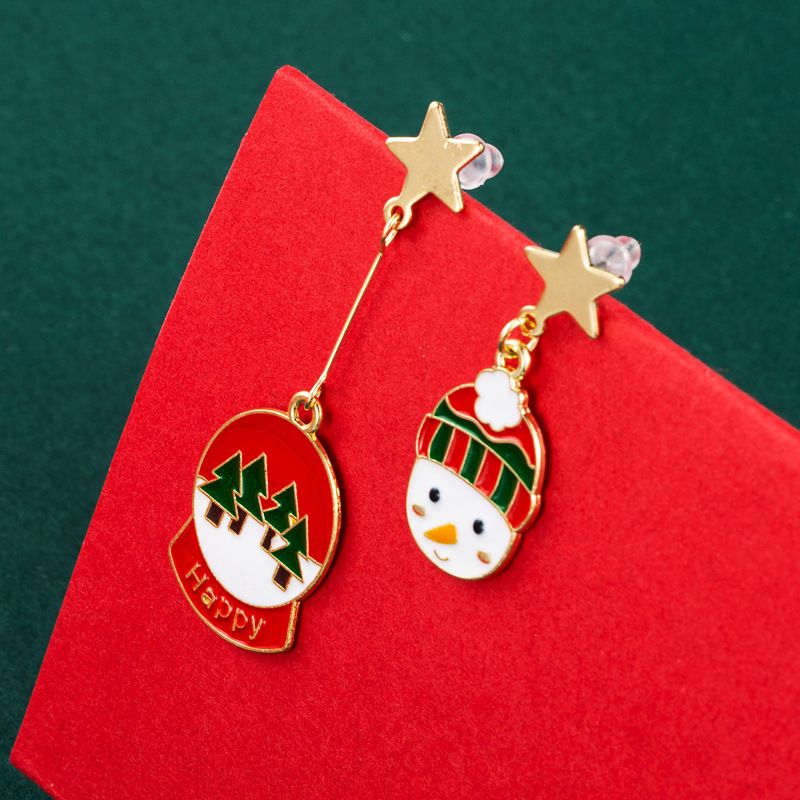 2021 New Christmas Series Holiday Gift Christmas Hat Christmas Boots Glass Ball Alloy Enamel Earrings Women