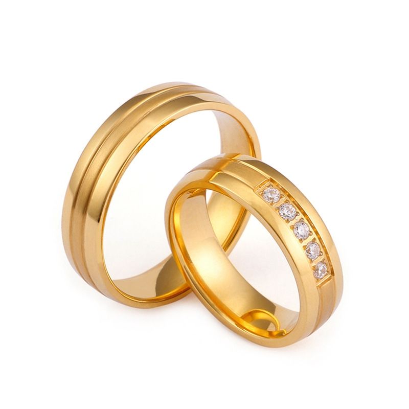 Bague En Acier Inoxydable Avec Zircon Incrusté De Cinq Micro-oxydes Coréens 18k En Gros Nihaojewelry