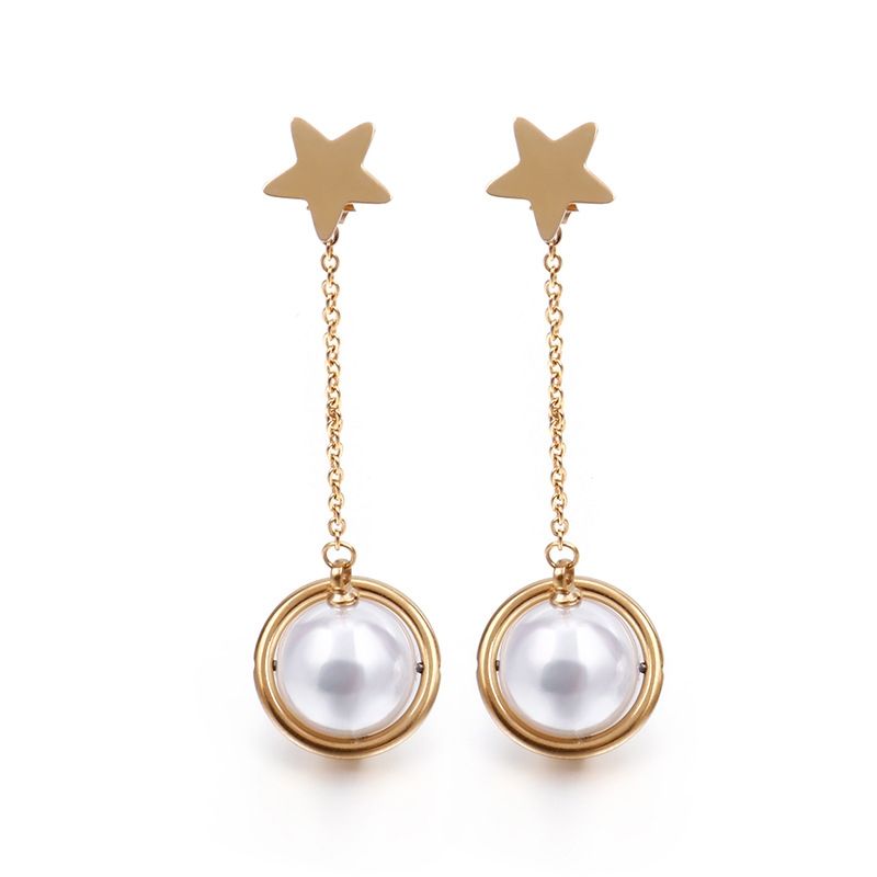 Korean Five-pointed Star Heart-shaped Pearl Earrings Wholesale Nihaojewelry