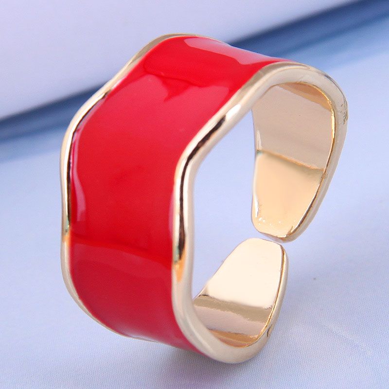 Fashion Real Gold Plated Alloy Dripping Oil Open Ring