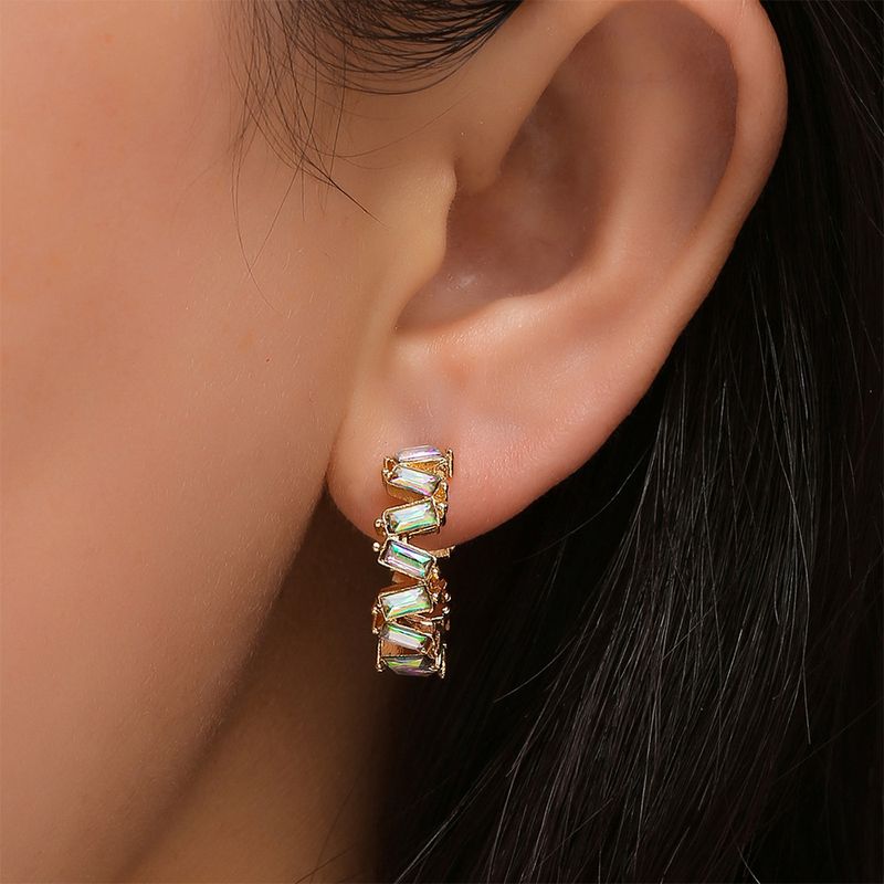 Wholesale Jewelry C-shaped Color Diamond Earring Nihaojewelry