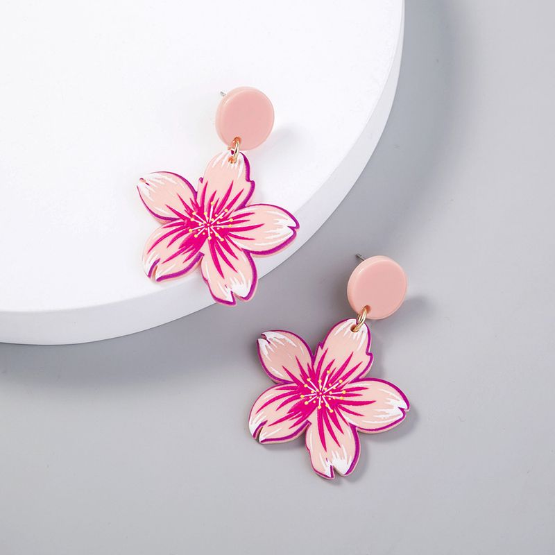 Wholesale New Pink Cherry Blossom Resin Earrings Nihaojewelry