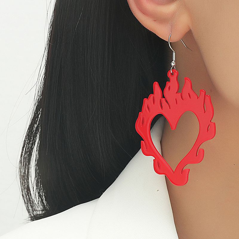 Wholesale Jewelry Hollow Heart Flame Pendant Earrings Nihaojewelry