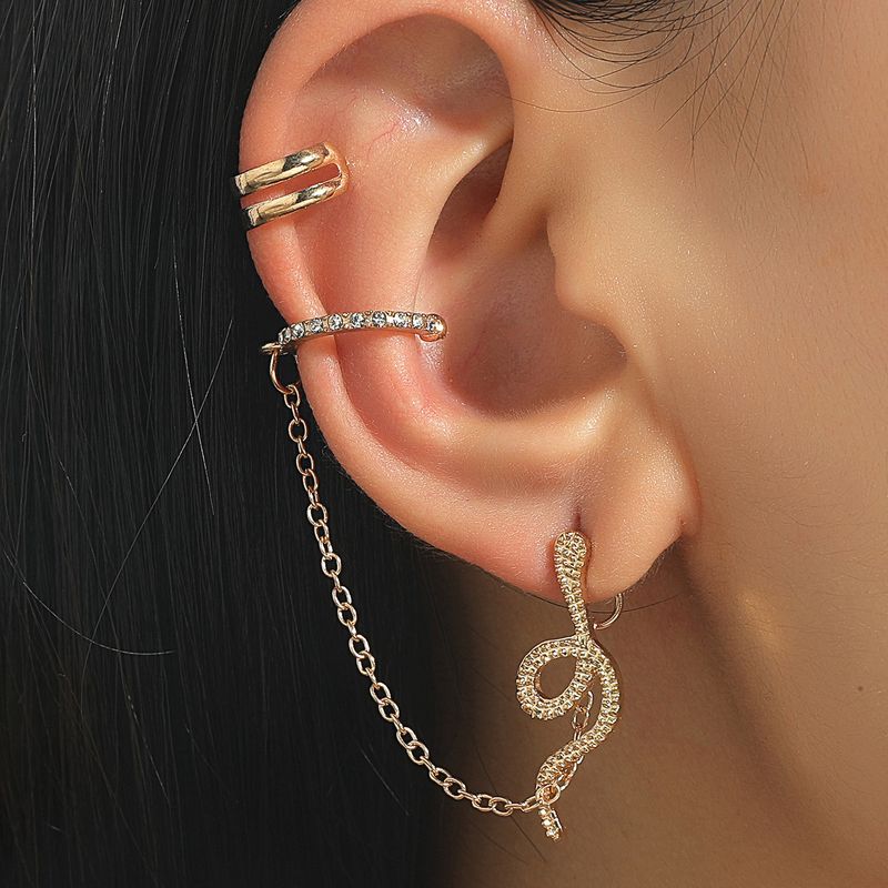 Wholesale Jewelry Snake-shaped Stud Long One-piece Chain Ear Clip Nihaojewelry