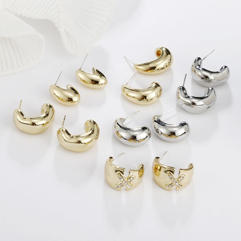 Metal Geometric Small Bean Irregular Simple Earrings Wholesale Jewelry Nihaojewelry