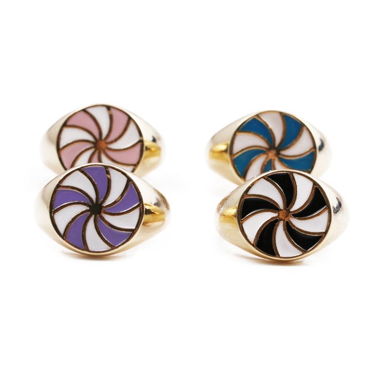 New Fashion Colorful Windmill Dripping Oil Geometric Ring Wholesale Nihaojewelry