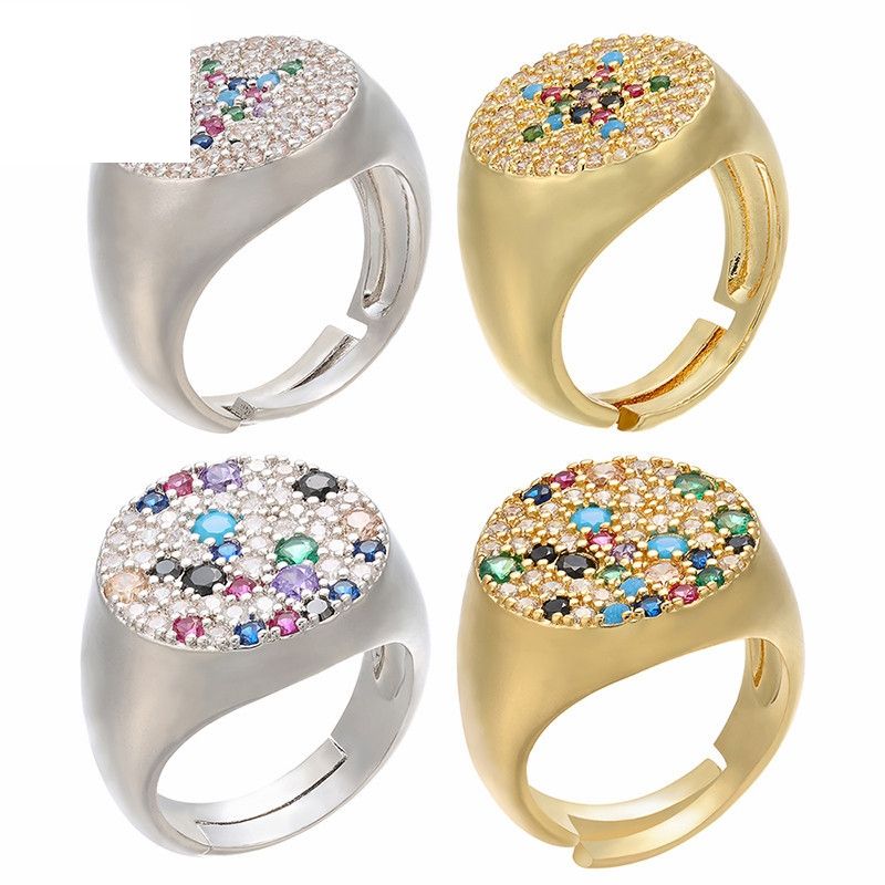 Gemischte Farbe Mikro-inlay-ring Öffnung Einstellbare Farbe Zirkonium-ring Farbe Diamant Mikro-inlay-ring-zubehör Europäische Und Amerikanische Mode Vj2