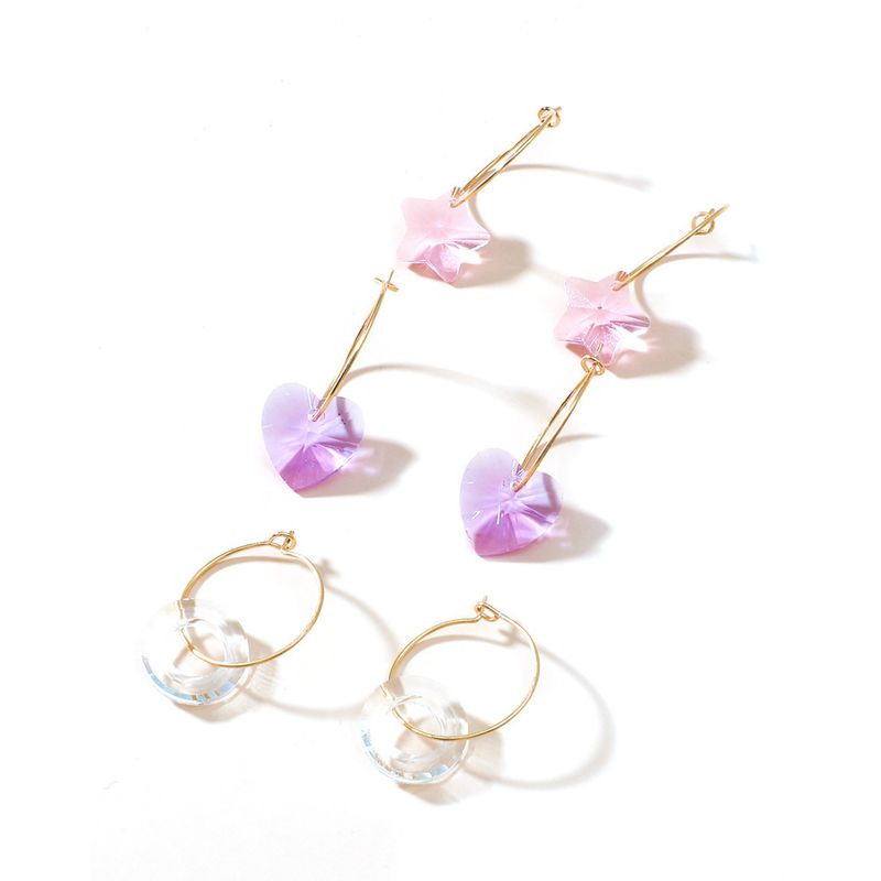 Vente En Gros Nouveaux Ensemble De Boucles D&#39;oreilles En Résine Transparente Coeur Cercle Géométrique Nihaojewelry