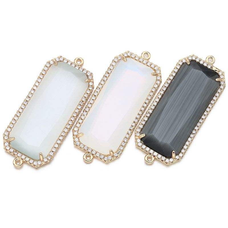 Simple Rectangle Micro-inlaid Zircon Jewelry Accessories Wholesale Nihaojewelry