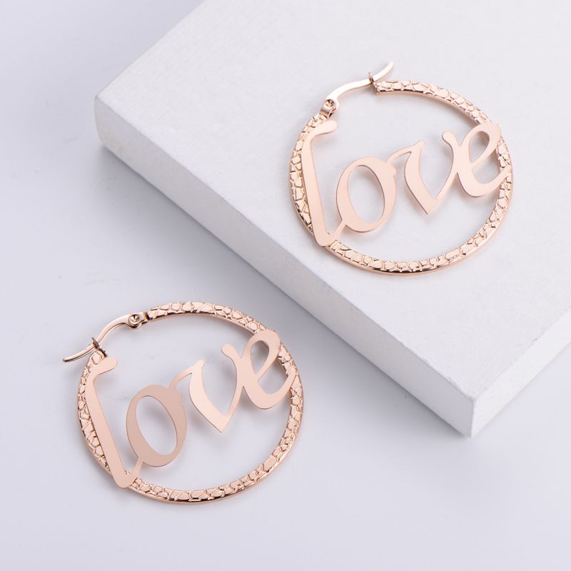 Boucles D&#39;oreilles En Acier Inoxydable Simple Lettre D&#39;amour En Gros Nihaojewelry