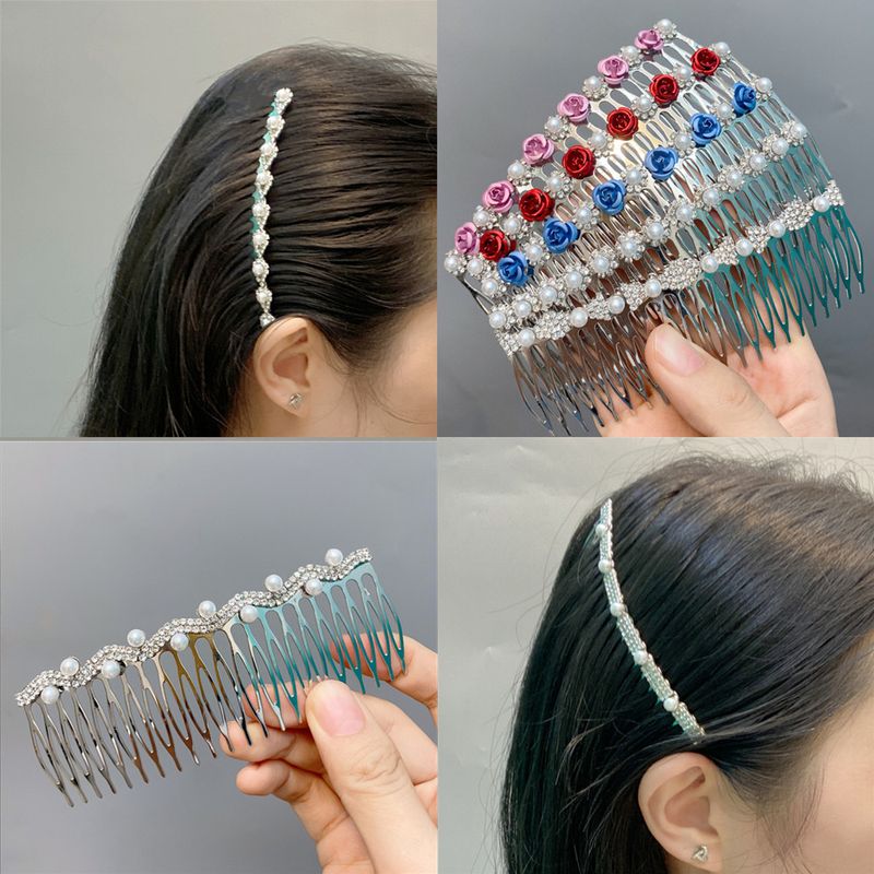 Fashion Diamond-studded Pearl Bow Hair Comb Wholesale Nihaojewelry