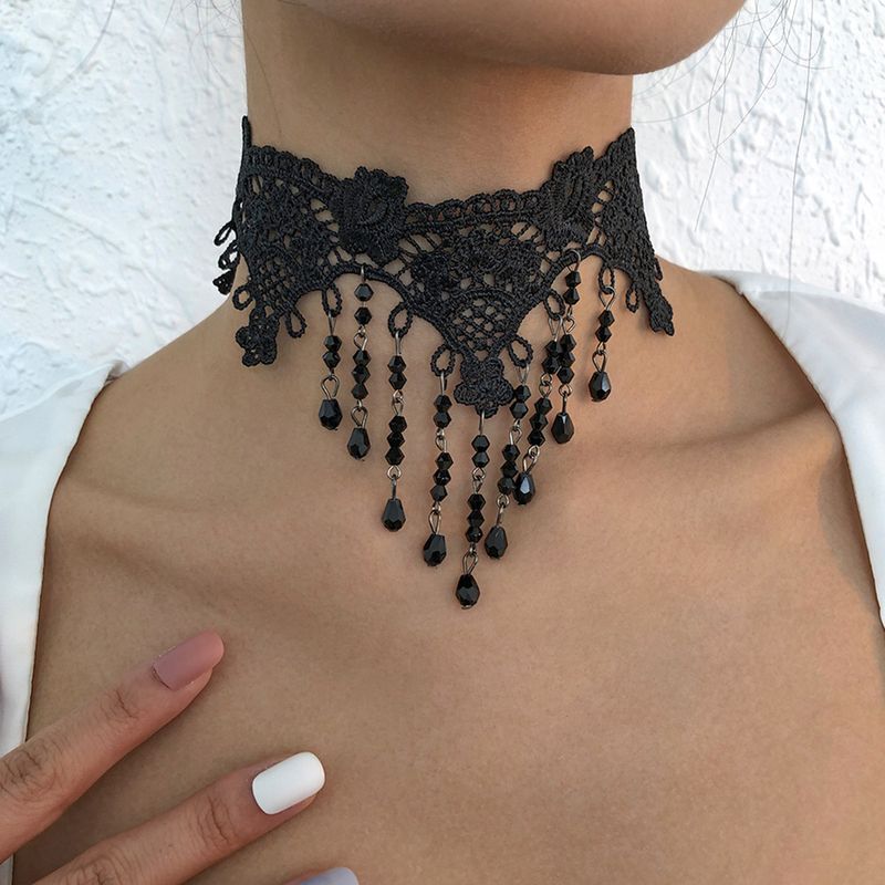 Fashion Lace Imitation Crystal Tassel Necklace Wholesale Nihaojewelry