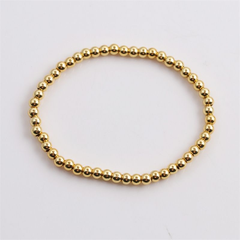 New Korean Copper Plated Real Gold Elastic Round Beads Bracelet Wholesale Nihaojewelry