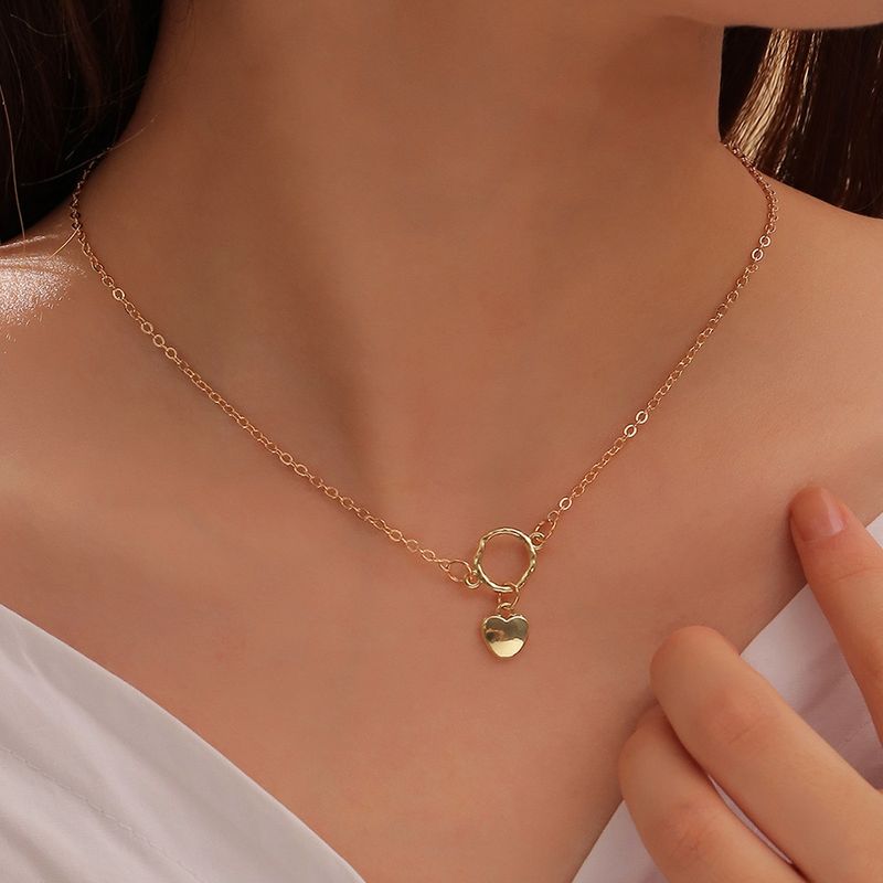 Wholesale Jewelry Heart Pendant O-shaped Buckle Necklace Nihaojewelry
