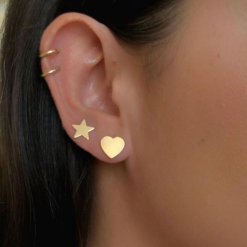 Simple Heart Star Circle Stud Earring Set Wholesale Nihaojewelry