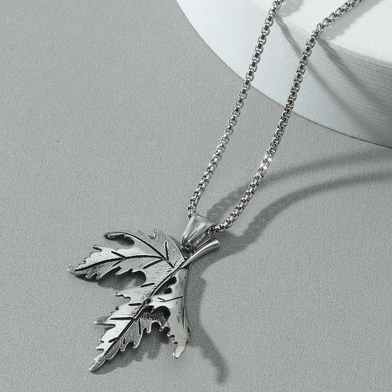 Edelstahl Fold Maple Leaf Punk Style Halskette Großhandel Schmuck Nihaojewelry