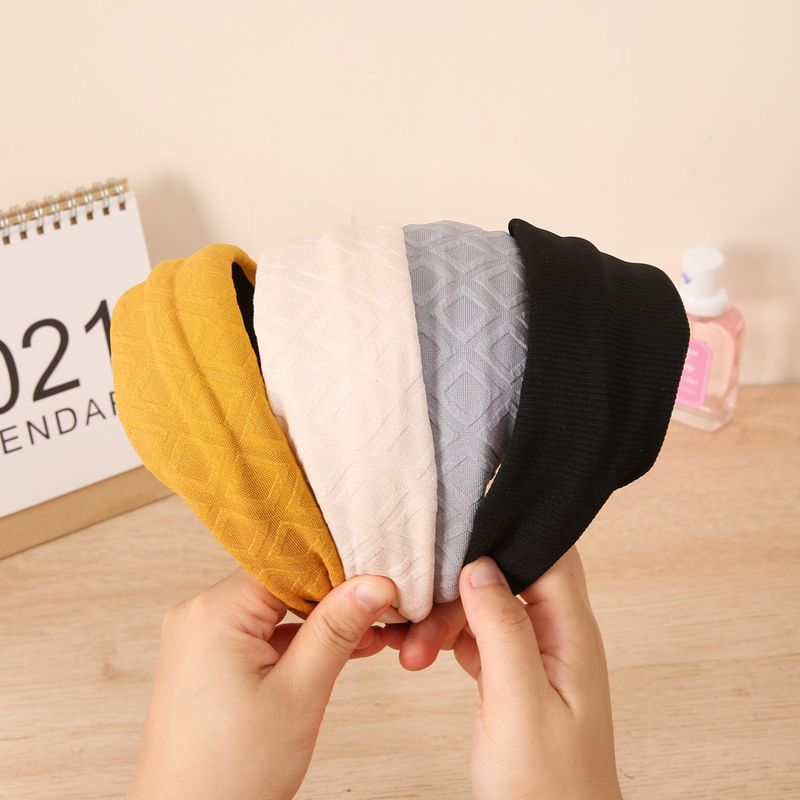 New Fabric Knitted Lattice Solid Color Headband Wholesale Nihaojewelry