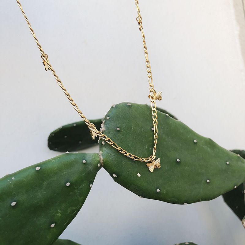 Blume Schmetterling Anhänger Titanstahl 18k Vergoldet Halskette Großhandel Nihaojewelry