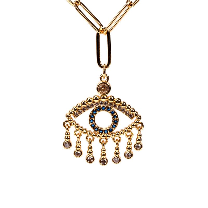 Devil Eye Pendant Copper Inlaid Zircon Necklace Wholesale Nihaojewelry