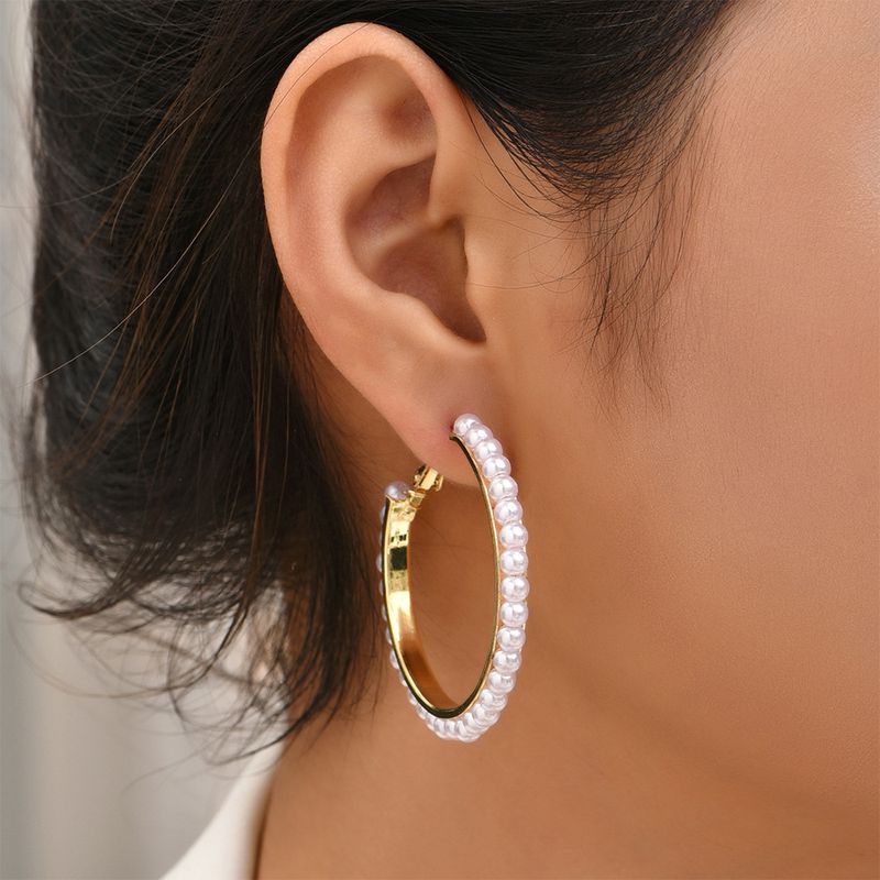 Fashion Pearl Circle Earrings Wholesale Nihaojewelry