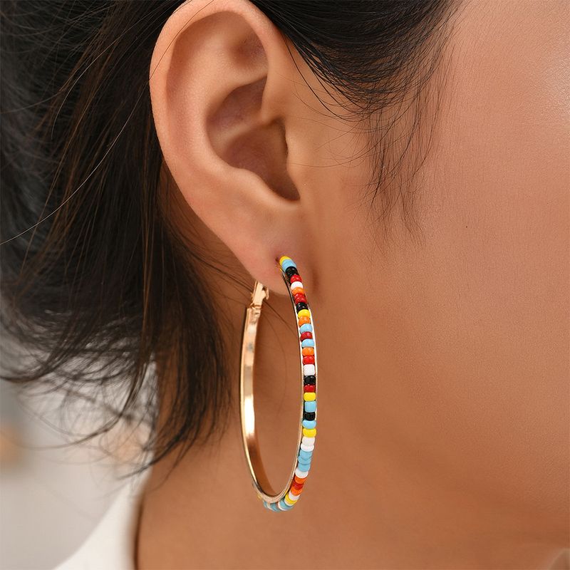 Boucles D&#39;oreilles Rondes En Perles De Couleur Contrastantes À La Mode En Gros Nihaojewelry