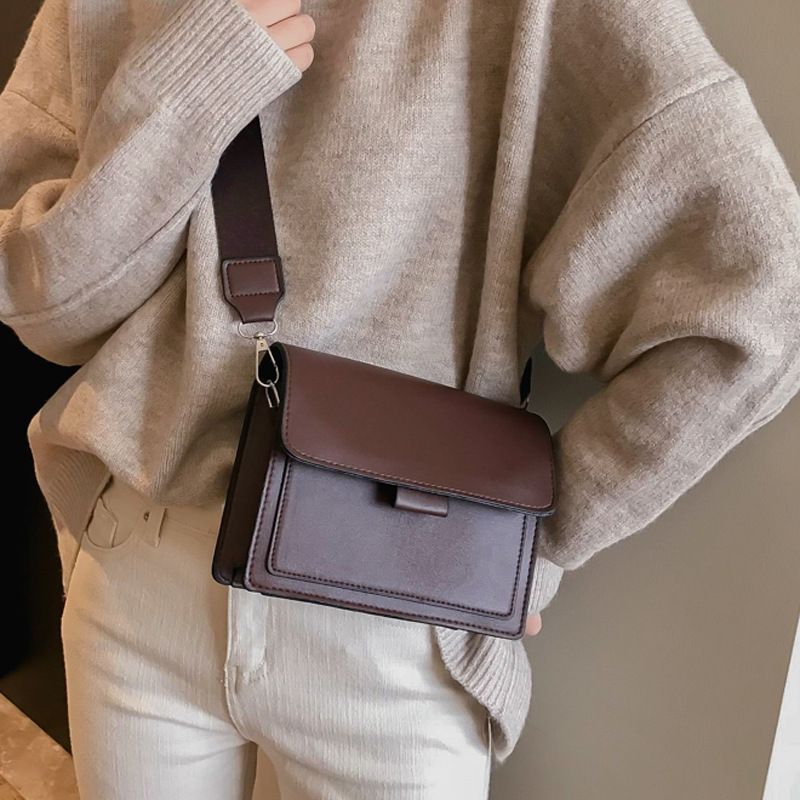 Klein Pu-leder Vintage-stil Quadratische Tasche