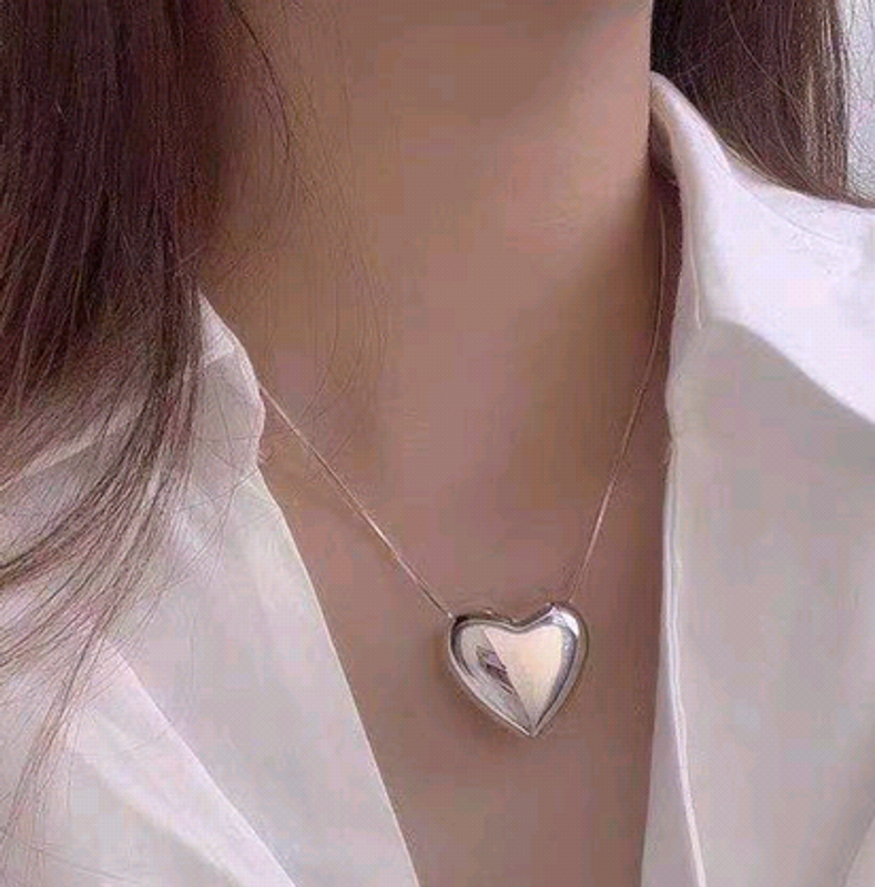 Wholesale Hip-hop Concise Stainless Steel Peach Heart Pendent Necklace Nihaojewelry