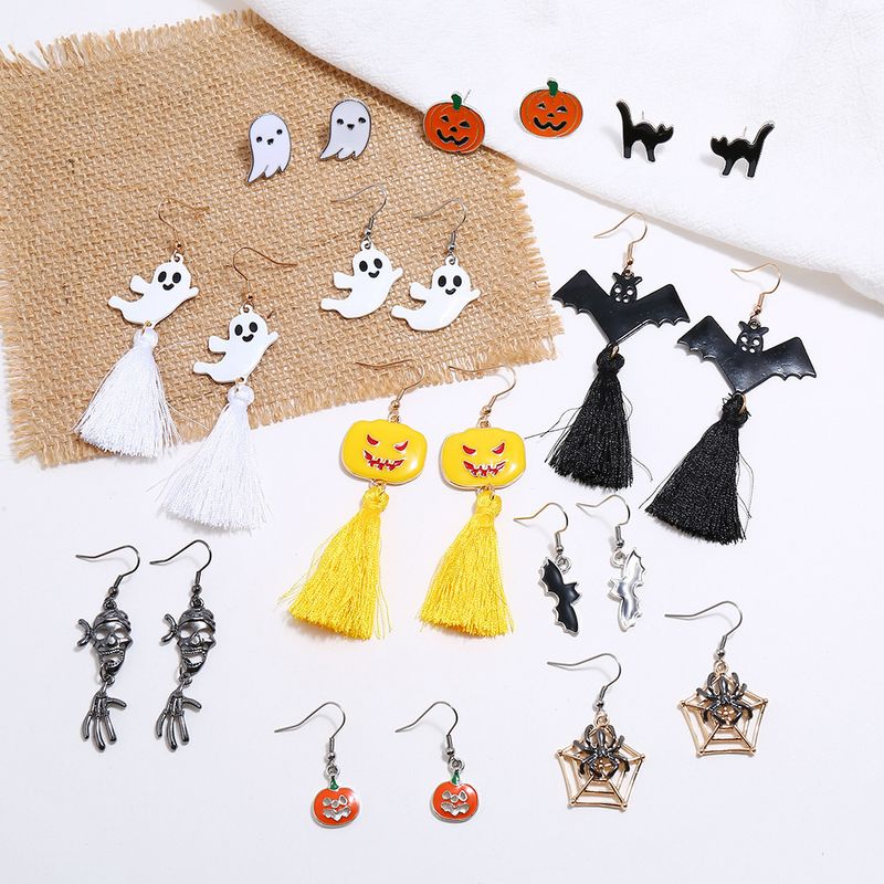 Wholesale Halloween Horror Skull Alloy Earrings 12 Set Nihaojewelry
