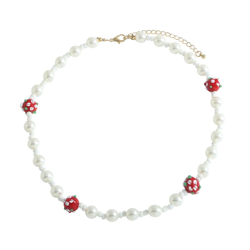 Wholesale Jewelry Red Glass Beads Pearl Necklace Nihaojewelry