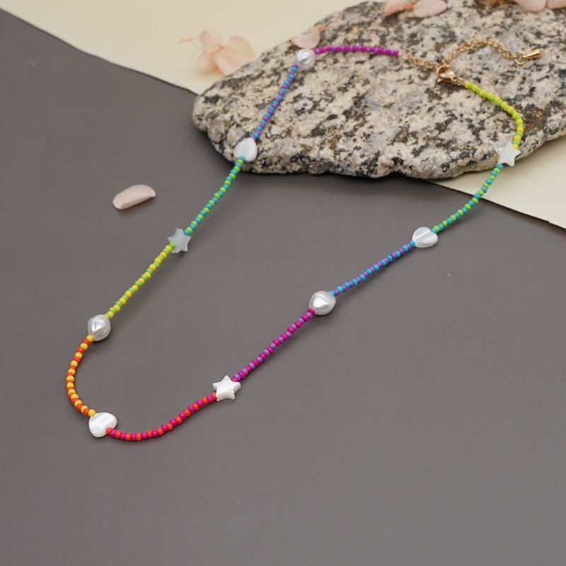 Verre De Bohème Miyuki Perles Coeur Shell Imitation Perle Collier En Gros Nihaojewelry