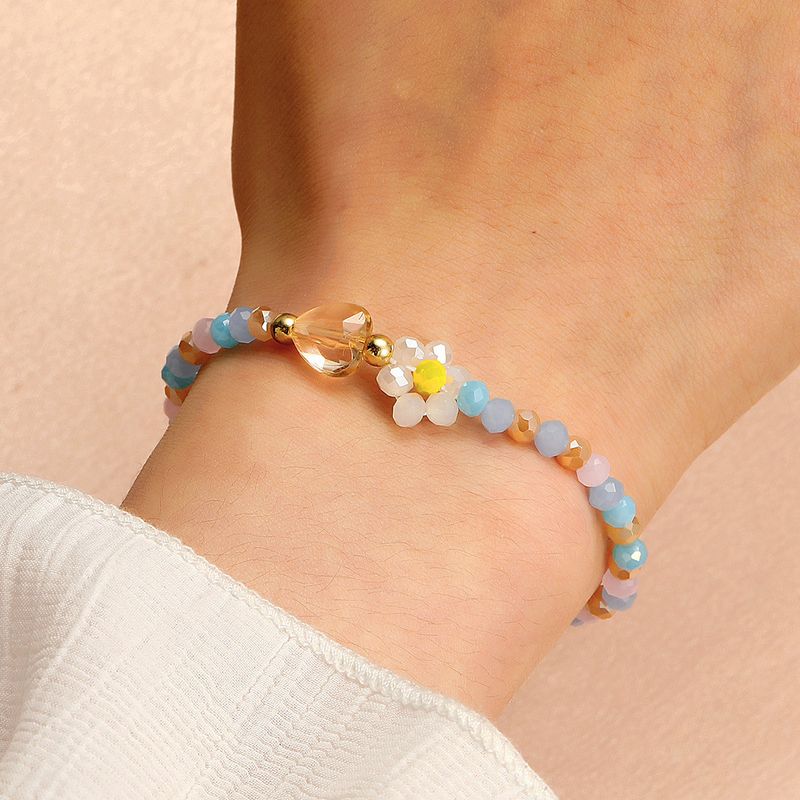 Flower Crystal Color Beaded Korean Style Bracelet Wholesale Jewelry Nihaojewelry