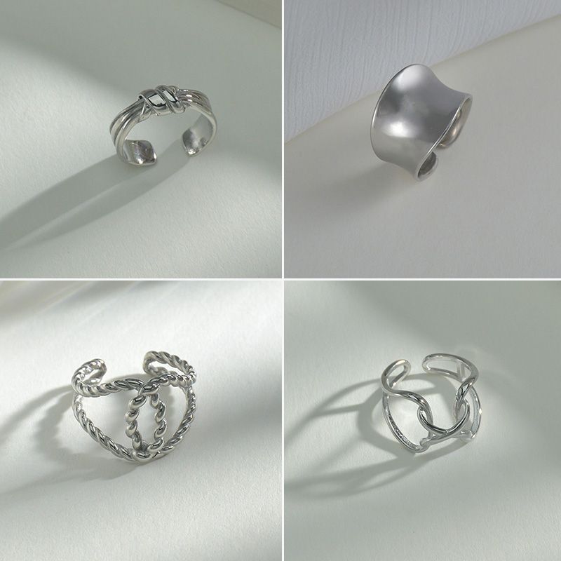 Wholesale Koreanisches Retro-drehseil Edelstahl Offener Ring Nihaojewelry