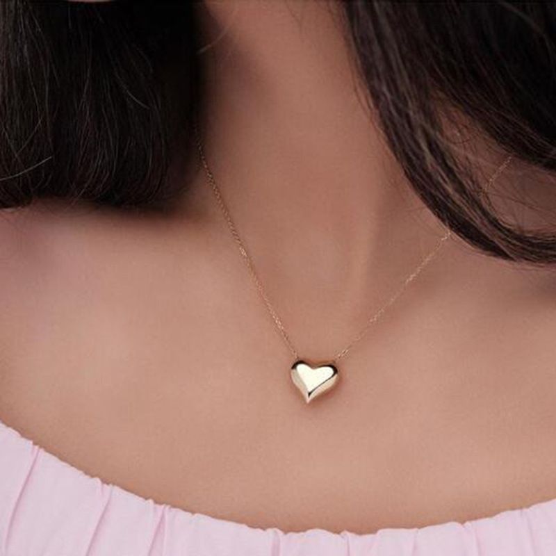 Simple Style Heart Titanium Steel Plating Necklace