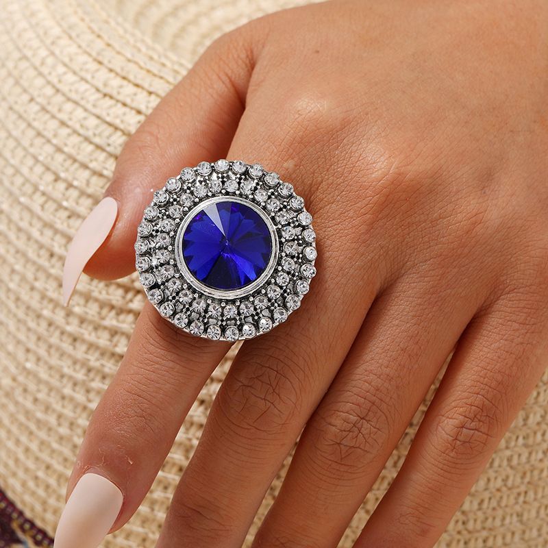Voller Diamant Runde Öffnung Verstellbarer Ring Großhandel Schmuck Nihaojewelry