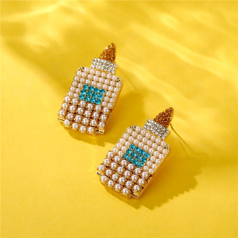 Wholesale Creative Alloy Diamond-studded Beads Pearl Earrings Nihaojewelry
