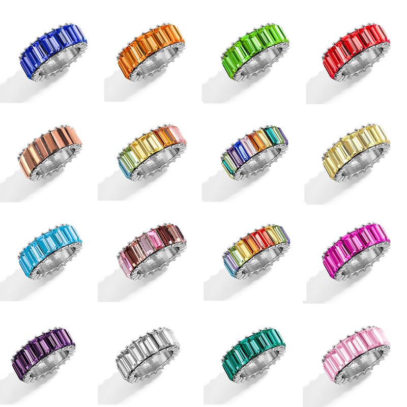 Wholesale Jewelry Geometric Color Diamond Ring Nihaojewelry