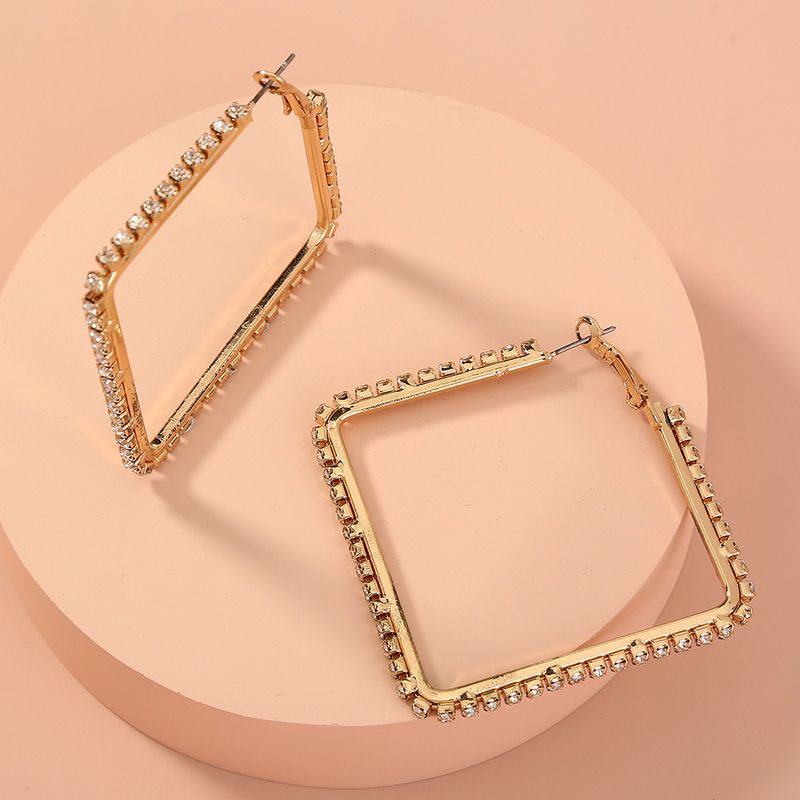 Wholesale Simple Geometric Square Rhinestone Earrings Nihaojewelry