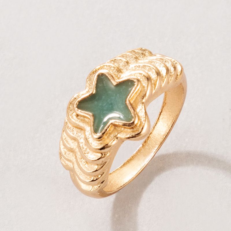 Wholesale Retro New Metal Star Blue Luminous Ring Nihaojewelry