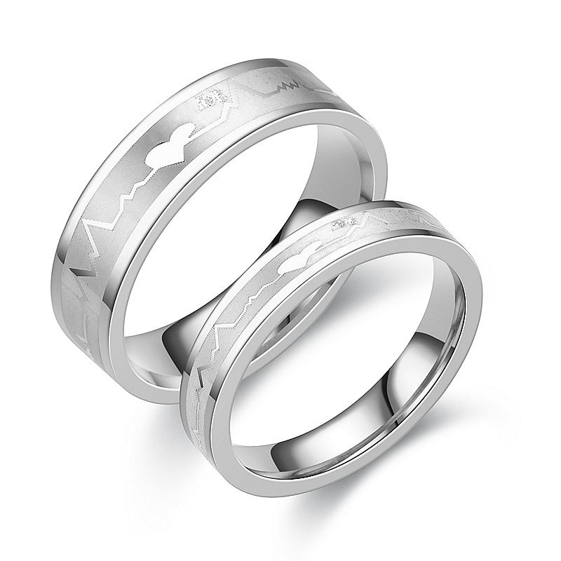 New Korean Popular Ecg Heartbeat Stainless Steel Ring  Wholesale Nihaojewelry