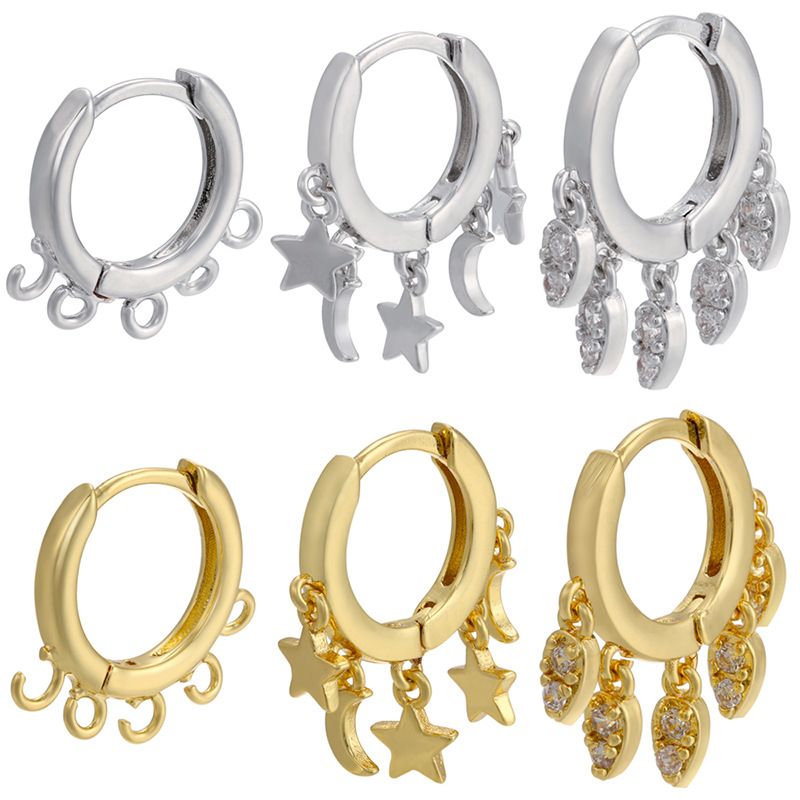 Wholesale Nouvelles Boucles D&#39;oreilles En Zircone Micro-incrusté Lune Pendentif Petit Cercle Nihaojewelry