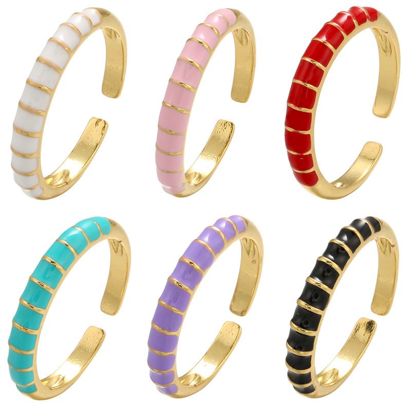 Wholesale Fashion Contrast Color Opening Adjustable Copper Ring Nihaojewelry