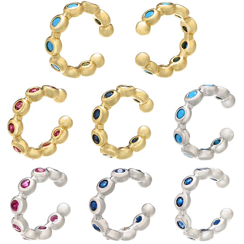 Mikro-intarsien Farbe Zirkon Geometrische Einfache Ohrclip Großhandel Schmuck Nihaojewelry