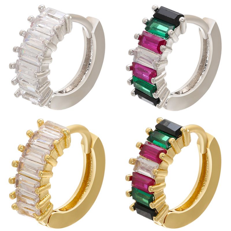 Rechteckige Farbige Diamant Mode Ohrringe Großhandel Schmuck Nihaojewelry