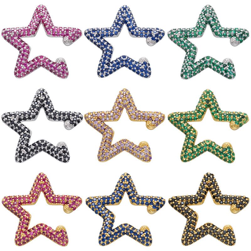 Wholesale Color Diamond Micro-inlaid Five-pointed Star Ear Clip Nihaojewelry