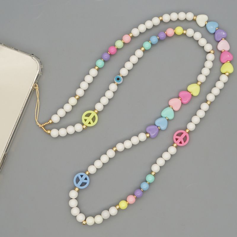 Acrylic Round Glass Beads Mobile Phone Chain Wholesale Nihaojewelry