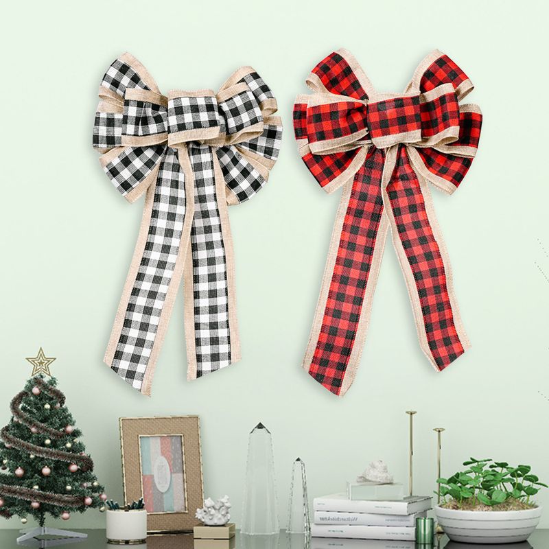 Wholesale  Lattice Three-color Ribbon Bow Christmas Decoration Nihaojewelry