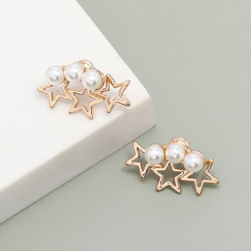 Pearl Five-pointed Star Korean Style Earrings Wholesale Jewelry Nihaojewelry