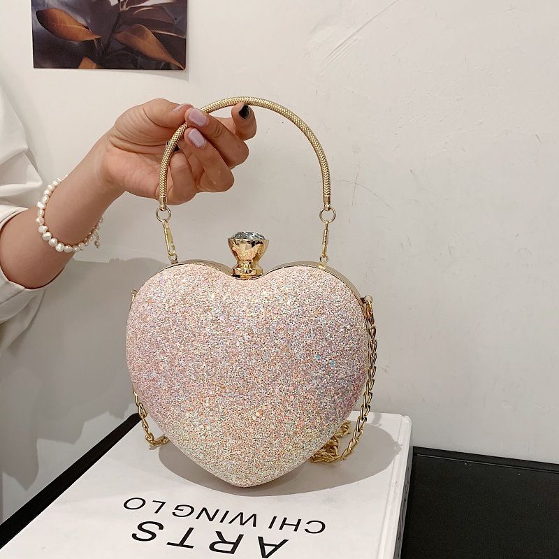 Cute Sequined Heart-shaped Handbag Wholesale Nihaojewelry