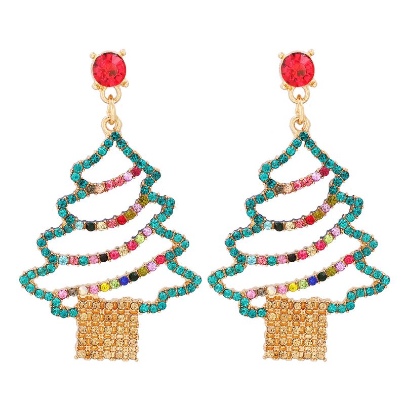 Nouvelles Boucles D&#39;oreilles En Diamant D&#39;arbre De Noël De Bande Dessinée De Mode En Gros Nihaojewelry