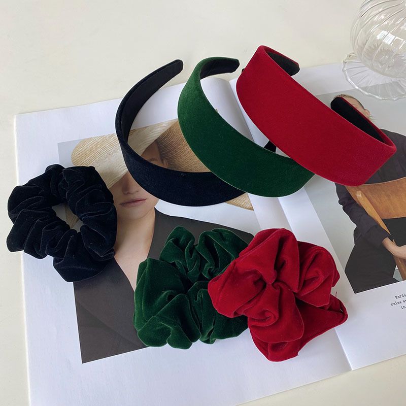 Wholesale Korean Velvet Broad-brimmed Hair Band Fold Hair Scrunchies Nihaojewelry